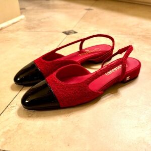 BRAND NEW Rare Chanel Tweed sling backs  Size 38